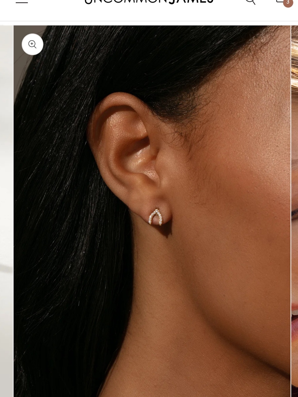 Uncommon James Gold Crystal  wishbone Mini Stud Earrings